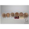 Image 1 : Six bronze medallions including two 2 1/2" 350th Commemorative Anniversary of the Founding of Santa 