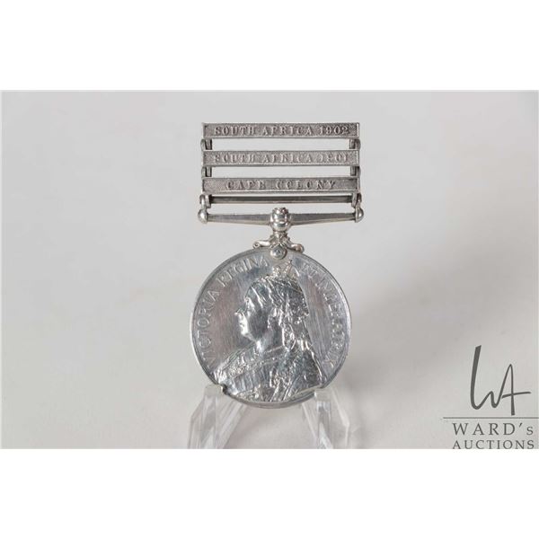 Boer War Queen's South African Medal with three bars including Cape Colony, South Africa 1901 and So