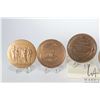 Image 3 : Five bronze medallions including Lincoln -With Malace Towards None, 2 3/4", Lincoln Assassination 3"