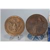 Image 3 : Five bronze medallions featuring US Presidents including John F. Kennedy, two Roosevelt 3", Ronald R