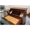 Image 4 : Antique mahogany drop front desk with leather writing surface and fitted interior and three drawer b
