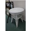 Image 1 : Vintage quality white wicker occasional table with under shelf, 28" H X 23" D