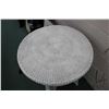 Image 2 : Vintage quality white wicker occasional table with under shelf, 28" H X 23" D