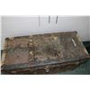 Image 2 : Antique primitive metal clad steamer trunk 25" H X 40" W X 18" D