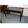 Image 1 : Modern, antique style three drawer writing desk with three drawers and leather top, 29" H X 50" W X 