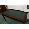 Image 2 : Modern, antique style three drawer writing desk with three drawers and leather top, 29" H X 50" W X 
