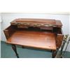 Image 2 : Antique spinet desk with fold over top, fitted interior and pull out writing surface, 34" H X 38" W 