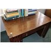 Image 2 : Antique quarter cut oak, Mission style single drawer desk with book storage on each side, 30" H X 44