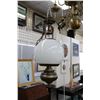 Image 1 : Gas lamp style, electric ceiling fixture with white milk glass globe. Note: Shipping not available f