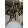 Image 2 : Gas lamp style, electric ceiling fixture with white milk glass globe. Note: Shipping not available f