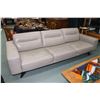 Image 1 : Natuzzi "Editions" mid century style full sized leather sofa on wood base, 104" long X 40" D