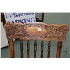 Image 2 : Antique pressed back, open arm rocking chair and a center pedestal, regency style occasional table