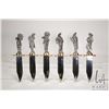 Image 1 : Set of six "Legends of the Old West" pewter handled figural knife set, each with 5 1/2" blades, made