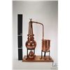 Image 2 : AL- Ambiq copper whisky still with spirit burner on wooden base, 17" in height