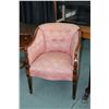 Image 1 : Antique tub style parlour chair with reeded supports, button tufted back and nail head decoration