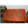 Image 2 : Vintage Chinese carved silver ware chest with two door cabinet, seven drawers and flip up top, note: