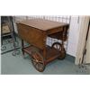 Image 2 : Semi contemporary drop leaf, oak tea trolley with fold down handle, 29" H X 29" X 21"