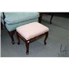 Image 2 : Upholstered wing back chair and a small foot stool