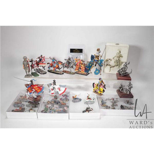 Selection of metal models, mostly mounted knights, various makers including Britains and various sca