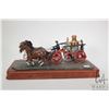 Image 1 : Franklin Mint National Fire Museum "Five Alarms" die-cast fire vehicles with horse on wooden plinth,
