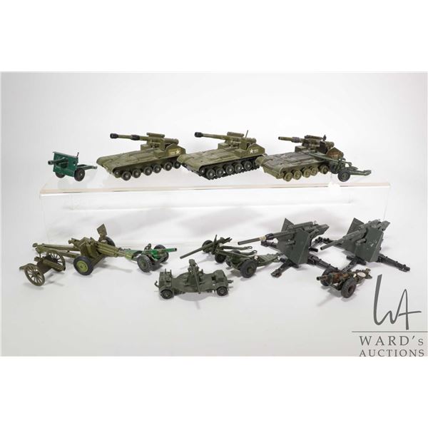 Selection of Mecanno Dinky army toys including three tanks, note: two missing tracks and eleven cann