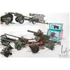 Image 2 : Selection of vintage metal and pressed steel cannons and military toys, ranging in size from 2 1/2" 