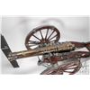 Image 2 : Large scale metal cannon on wooden cart with 11" wheels includes priming rods, powder bucket. scoop 