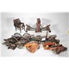 Image 1 : Selection of collectibles including brass, wood and metal cannons, sharpener, lighter, bookends etc.
