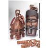 Image 2 : Three hand carved wooden masks, two marked Malawi '88, each approximately 16", plus a hand carved wo