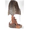 Image 7 : Hand carved folk art statue of a busking musician under a tree signed E. Schultz 1976, 26"