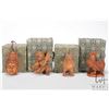 Image 1 : Four Japanese boxwood netsukes including owl, cockerel, baby Buddha and mask, some artist signed