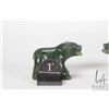 Image 8 : Collection of miniature stone animals including jade bears, red jasper whale, cat, rabbit and elepha