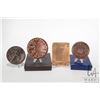 Image 2 : Four medallions including French copper "Vercingetorix medal 1985, 3", Figural motif bronze medallio