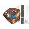 Image 2 : Mid century, artistan made, glass enamel on copper, fish motif center bowl, signed by artists Hank a