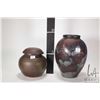 Image 2 : Leaf motif 10" vase and a lidded clay pot
