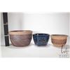 Image 2 : Three clay planters including two artisan made, one signed and a glazed, ranging from 8" to 11" in d