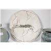 Image 2 : Three pieces of artisan signed pottery including 8" high lidded pot, vase and a 13" diameter charger