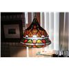Image 1 : Artisan made glass ceiling fixture with multiple decorative leaded panels, from the estate of Hank a