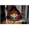 Image 2 : Artisan made glass ceiling fixture with multiple decorative leaded panels, from the estate of Hank a