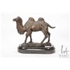 Image 1 : Bronze sculpture of a camel on oval black marble plinth 8" in length and 7 1/2" tall