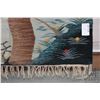 Image 2 : Hand woven Egyptian wool tapestry with flying cranes and tree motif, 40" X 68"