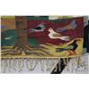 Image 2 : Hand woven Egyptian wool tapestry with pictorial scene featuring birds and buildings, 30" X 67"