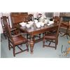 Image 1 : Depression era oak, refrectory style dining table 38" X 60" plus two 15" draw leaves and six matchin