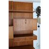 Image 2 : Mid century modern modular teak wall unit with multiple shelves and cupboards, overall dimensions 79