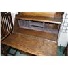 Image 2 : Shop made single pedestal drop front desk with fitted interior, 44" H X 32" W X 14" D