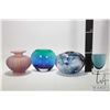 Image 2 : Four art glass vases including one 6" high striped frosted