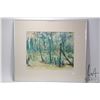 Image 1 : Framed watercolour on paper of a forest, signed by artist (?) and dated 1967, 14" X 17". Note: Artwo