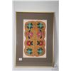 Image 1 : Framed Indian bead work on leather, possible gauntlet or moccasin tops? Overall dimensions including
