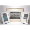 Image 1 : Three framed artworks including two prints and a 24" X 30" textile, note: outside dimensions. Note: 