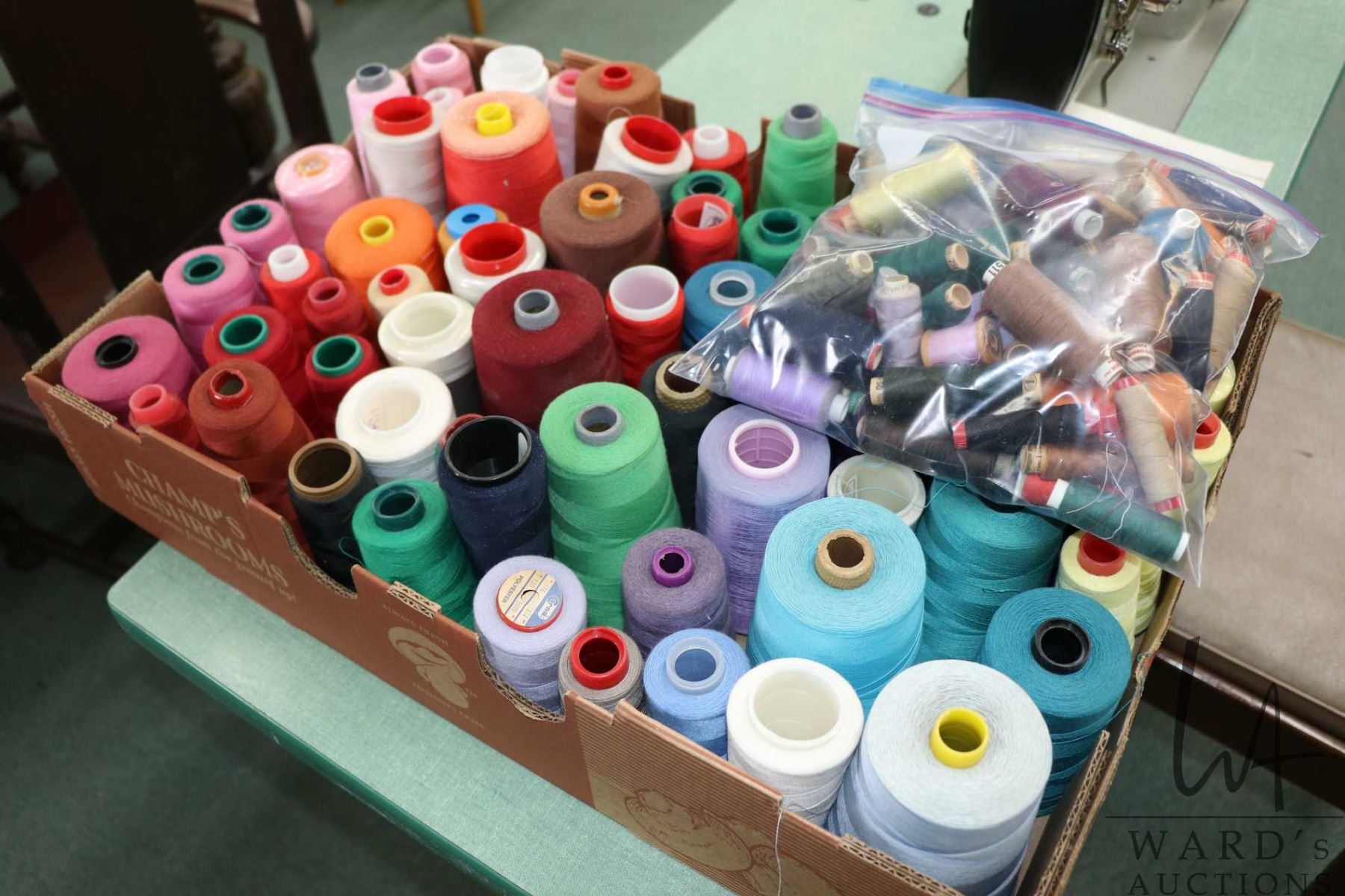 Big Thread Selection Large selection of sewing thread including cones and bobbins